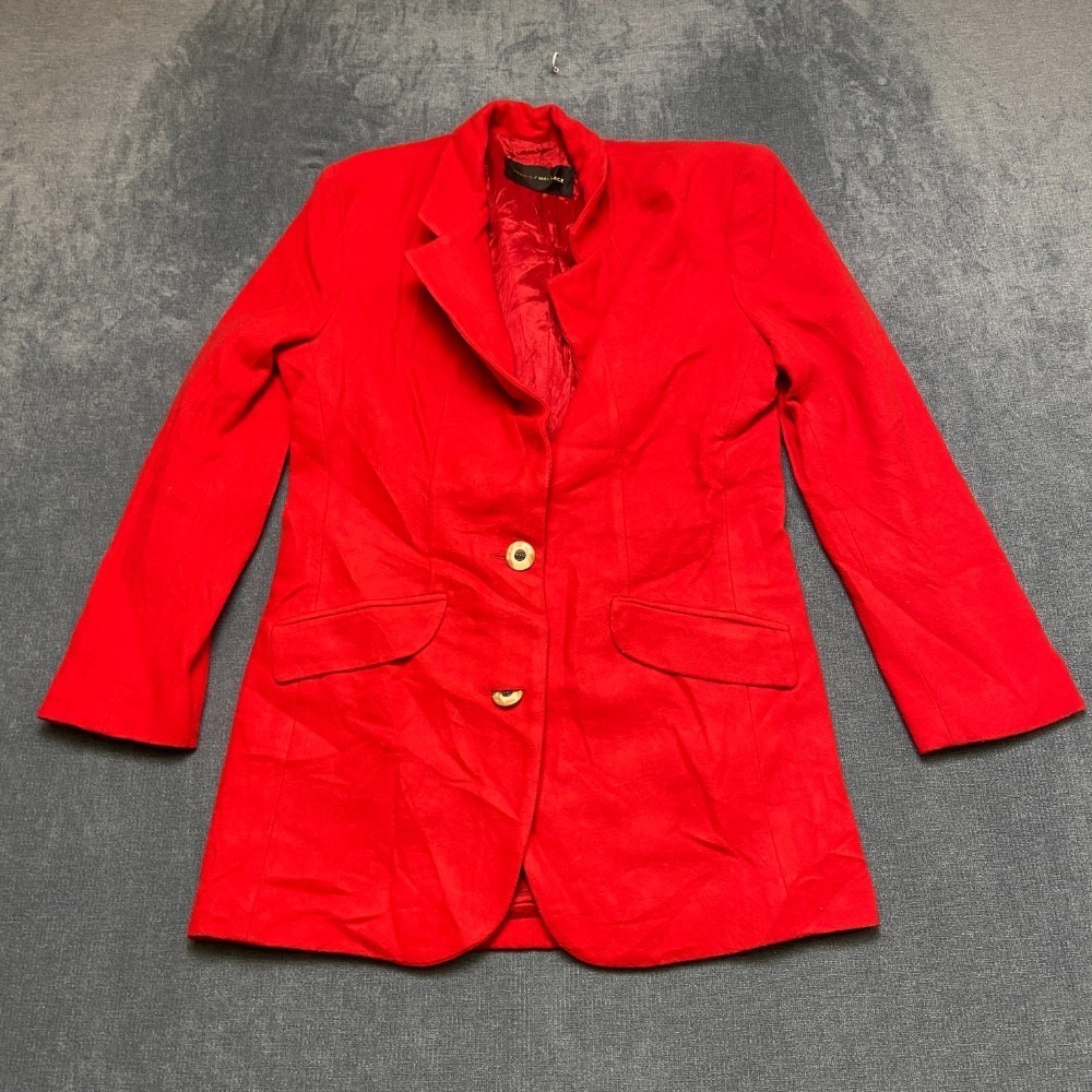 VTG Harris Wallace Blazer Jacket Womens 36R Red Long Sleeve Notch Lapel